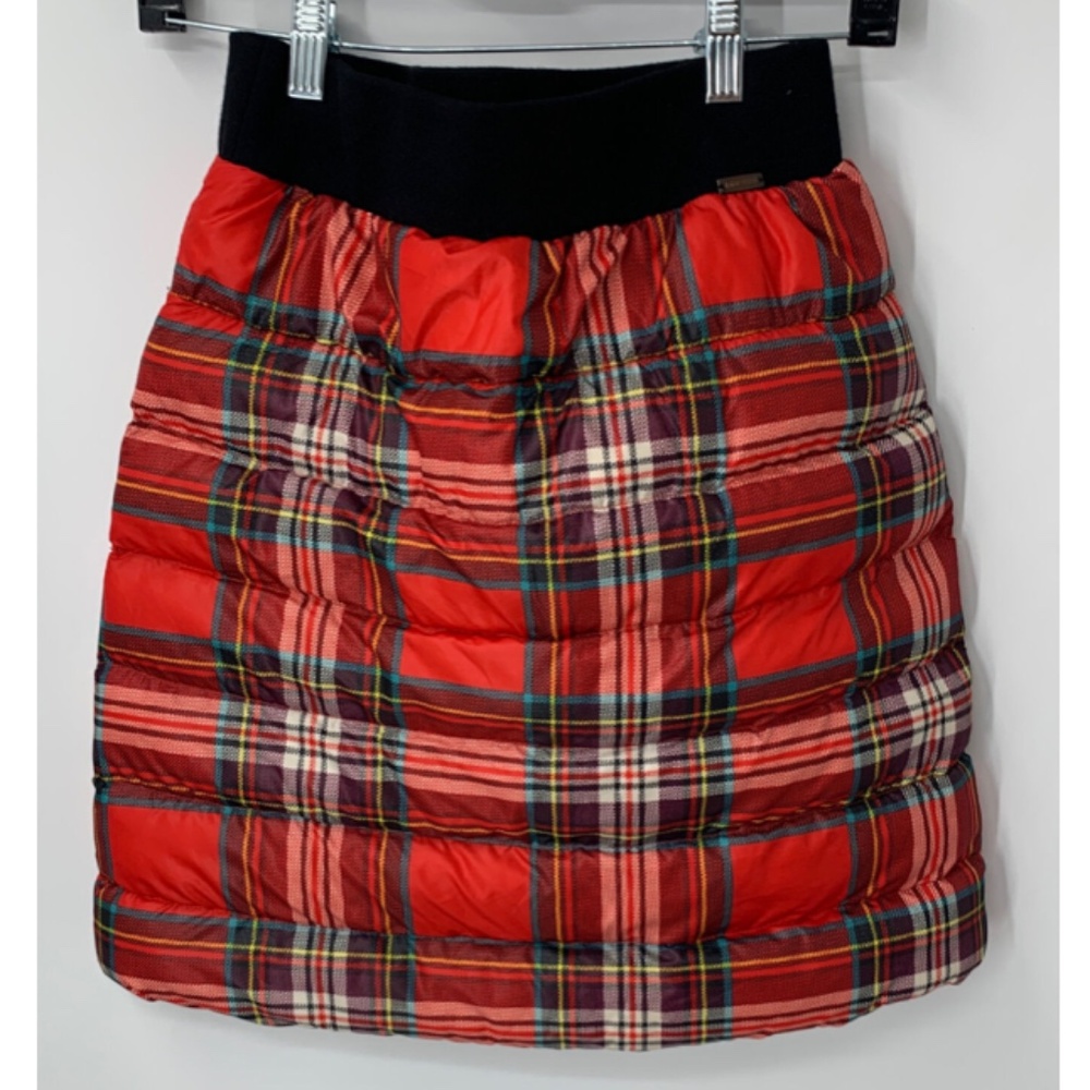 Junior Gaultier Girls Red Plaid Elastic Waist Puffer Skirt sz 12y